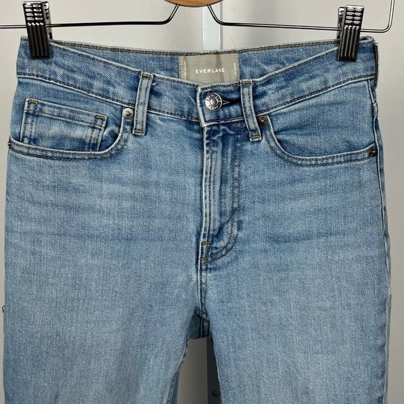Everlane High Rise Five Pocket Jeans Zip Fly Light Wash Blue Denim 24 Regular - Picture 4 of 8